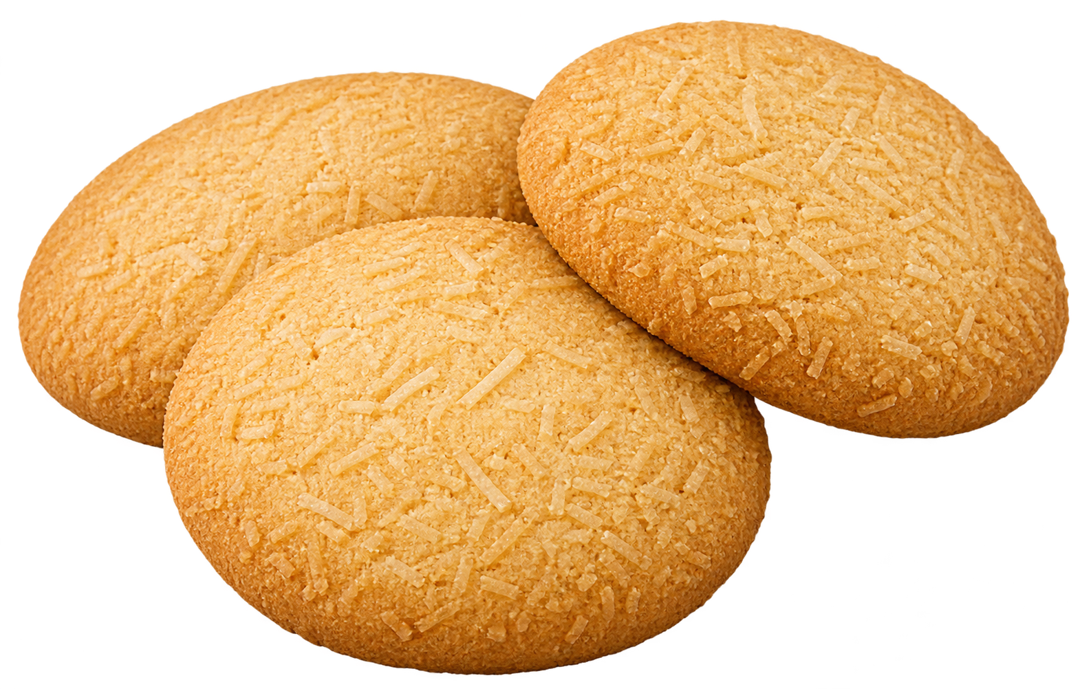 Três biscoitos artesanais dourados da CRAQUEÊ